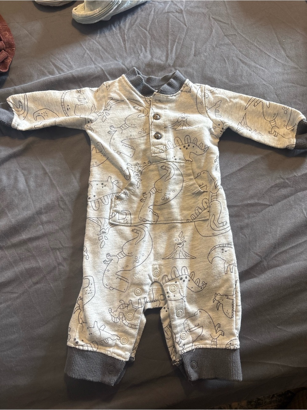 Carter's Light Gray Dino Print One-Piece Bodysuit